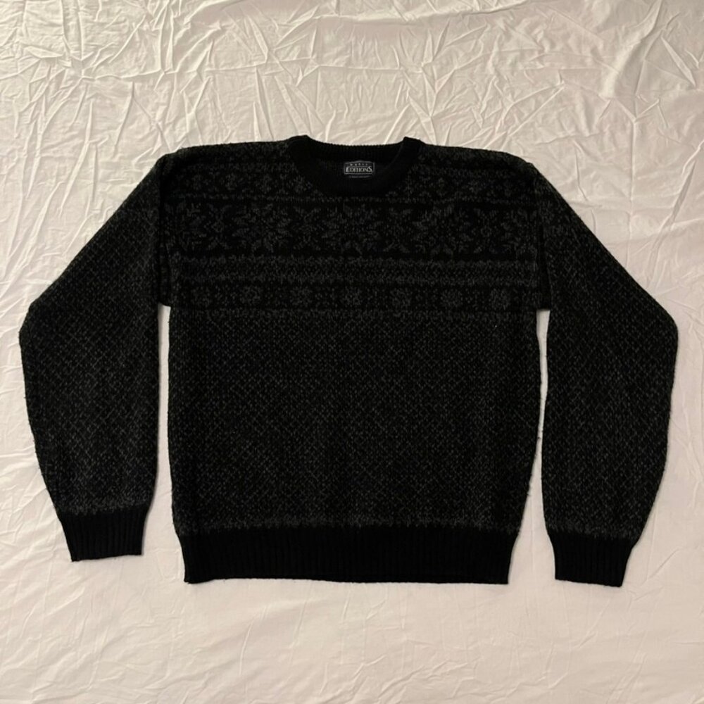 Vintage Basic Editions Sweater Mens Large Pullover Knit Ski Grandpa Cosby